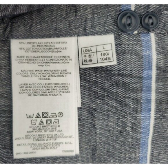 Brooks Brothers Men's Large Black w/Stripe Short Sleeve Shirt Linen Blend  NWT - Picture 11 of 11